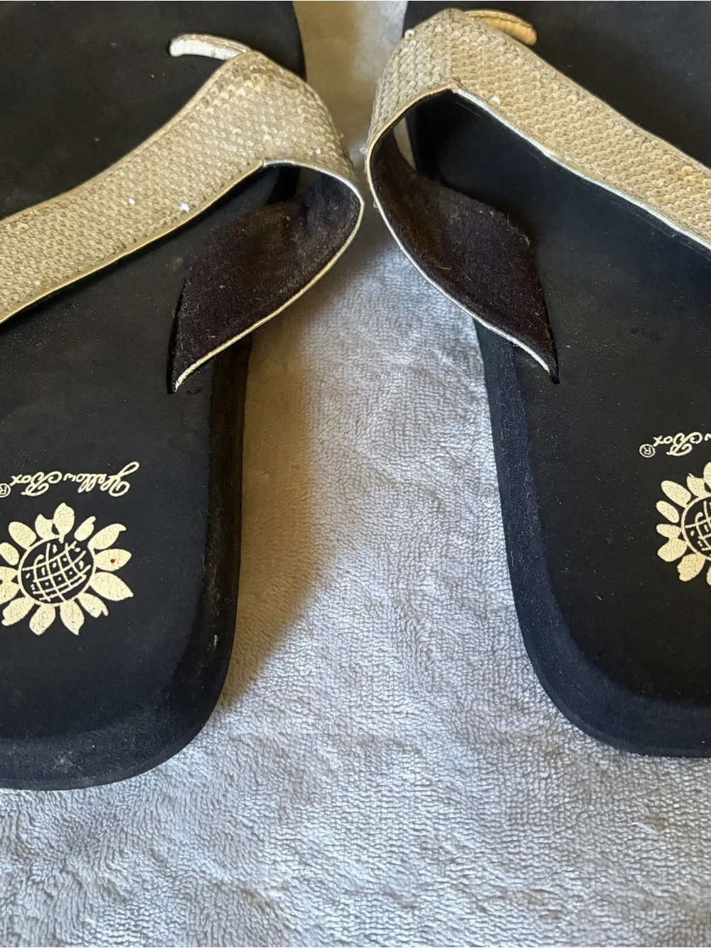 Yellow Box Gold Sequin Thong Sandals - Picture 2 of 6